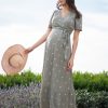 Ropa Premama Seraphine | Maxivestido De Tejido Caqui Premama Y De Lactancia