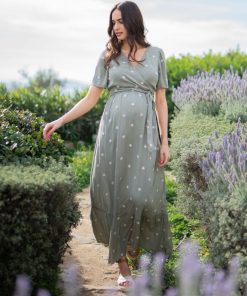 Ropa Premama Seraphine | Maxivestido De Tejido Caqui Premama Y De Lactancia