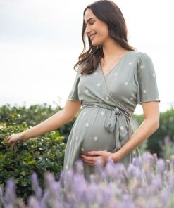 Ropa Premama Seraphine | Maxivestido De Tejido Caqui Premama Y De Lactancia