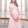 Ropa Premama Seraphine | Vestido Premama Rosa Plisado Con Top Color Marfil