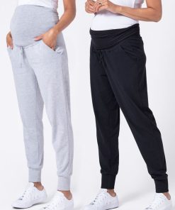 Ropa Premama Seraphine | Pantalones Premama De Chandal - Pack De 2 Gris & Negro