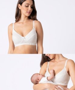 Ropa Premama Seraphine | Sujetador Lactancia Premama Con Encaje Sin Aros- Marfil