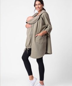 Ropa Premama Seraphine | Capa Con Capucha 3 En 1 De Maternidad A Porteo Caqui