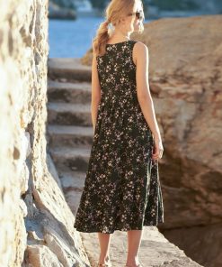 Ropa Premama Seraphine | Vestido Midi De Maternidad A Lactancia Sin Mangas Con Estampado De Flores