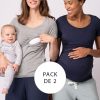 Ropa Premama Seraphine | Camisetas Premama Y Lactancia Gris & Azul Marino