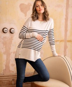 Ropa Premama Seraphine | Jersey Lactancia Premama A Rayas Con Botones Laterales