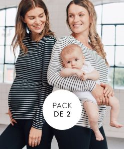 Ropa Premama Seraphine | Tops Premama Y Lactancia A Rayas Pack De 2