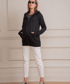 Ropa Premama Seraphine | Sudadera Premama 3-En-1 Con Capucha En Color Negro