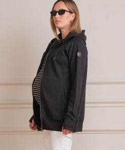 Ropa Premama Seraphine | Sudadera Premama 3-En-1 Con Capucha En Color Negro