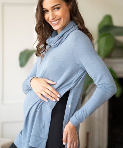 Ropa Premama Seraphine | Top Premama Y Lactancia Cuello Alto - Azul Cielo