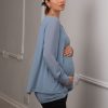 Ropa Premama Seraphine | Top De Premama Y De Lactancia A Capas Azul Pizarra