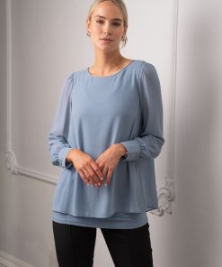 Ropa Premama Seraphine | Top De Premama Y De Lactancia A Capas Azul Pizarra