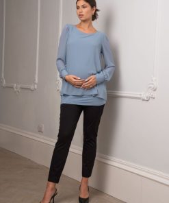 Ropa Premama Seraphine | Top De Premama Y De Lactancia A Capas Azul Pizarra