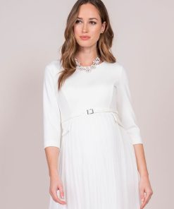 Ropa Premama Seraphine | Vestido Premama De Marfil Plisado Midi