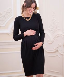 Ropa Premama Seraphine | Vestido Premama Y De Lactancia De Punto Elastico En Color Negro