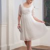 Ropa Premama Seraphine | Vestido Premama De Encaje Con Falda Plisada - Marfil