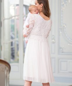 Ropa Premama Seraphine | Vestido Premama De Encaje Con Falda Plisada - Marfil