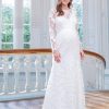 Ropa Premama Seraphine | Vestido De Novia Premama De Encaje De Manga Larga