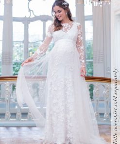 Ropa Premama Seraphine | Vestido De Novia Premama De Encaje De Manga Larga