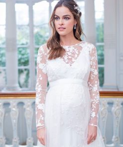 Ropa Premama Seraphine | Vestido De Novia Premama De Encaje De Manga Larga