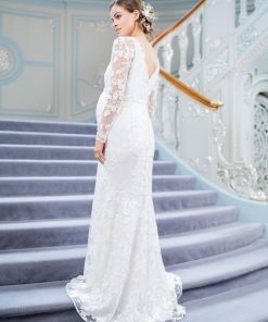 Ropa Premama Seraphine | Vestido De Novia Premama De Encaje De Manga Larga