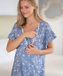 Ropa Premama Seraphine | Camison Premama A Lactancia Estampado Floral Azul