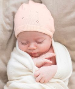 Lactancia Seraphine | Mini Gorro De Punto De Algodon Y Cachemir Rosa Para Bebe