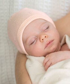 Lactancia Seraphine | Mini Gorro De Punto De Algodon Y Cachemir Rosa Para Bebe