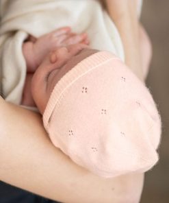 Lactancia Seraphine | Mini Gorro De Punto De Algodon Y Cachemir Rosa Para Bebe
