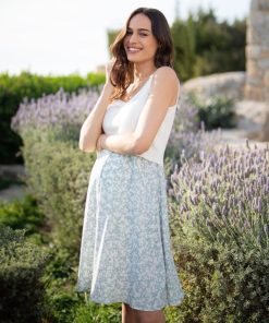 Ropa Premama Seraphine | Vestido Premama Y Lactancia Con Top Blanco Y Falda Estampada