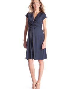 Ropa Premama Seraphine | Vestido Premama Con Nudo Delantero - Azul Marino