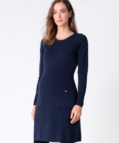 Ropa Premama Seraphine | Vestido Premama Y Lactancia De Punto Azul Marino