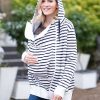 Ropa Premama Seraphine | Sudadera Con Capucha Azul Marino Con Rayas Blancas: De Maternidad A Porteo