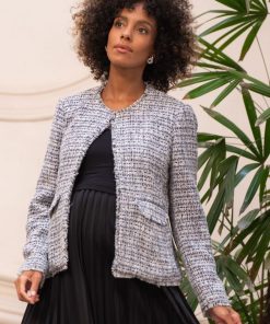 Ropa Premama Seraphine | Chaqueta De Premama De Tweed Con Flecos