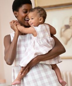 Ropa Premama Seraphine | Vestido Bebe De Algodon Vichy Malva Y Blanco