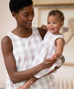 Ropa Premama Seraphine | Vestido Bebe De Algodon Vichy Malva Y Blanco