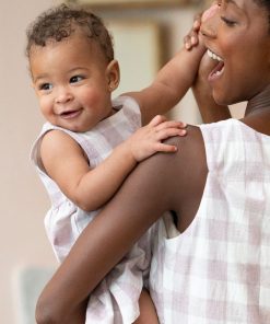 Ropa Premama Seraphine | Vestido Bebe De Algodon Vichy Malva Y Blanco