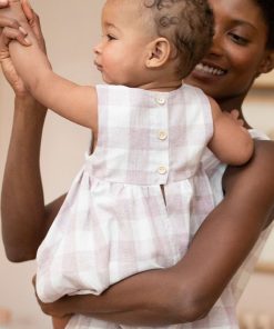 Ropa Premama Seraphine | Vestido Bebe De Algodon Vichy Malva Y Blanco