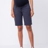 Ropa Premama Seraphine | Pantalon Corto Premama Estilo Chinos En Mezcla De Algodon - Azul Marino