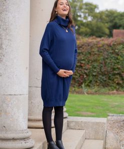 Ropa Premama Seraphine | Vestido Lactancia Y Premama De Punto - Azul Marino