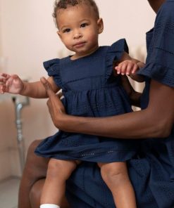 Ropa Premama Seraphine | Vestido Bebe De Algodon Con Bordado - Azul Marino