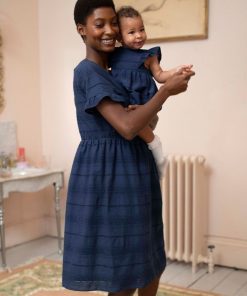 Ropa Premama Seraphine | Vestido Bebe De Algodon Con Bordado - Azul Marino