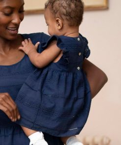 Ropa Premama Seraphine | Vestido Bebe De Algodon Con Bordado - Azul Marino