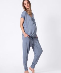 Ropa Premama Seraphine | Conjunto De Estar Por Casa Lactancia Premama - Azul