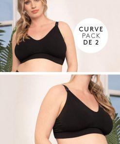 Ropa Premama Seraphine | Pack De Dos Sujetadores De Lactancia En Fibra De Bambu De Color Negro De La Coleccion Curve