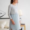 Ropa Premama Seraphine | Vestido Lactancia Premama Con Top De Algodon- Azul Y Gris