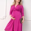 Ropa Premama Seraphine | Vestido Premama Con Nudo Delantero En Color Rosa Fucsia De La Coleccion Curve