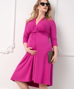 Ropa Premama Seraphine | Vestido Premama Con Nudo Delantero En Color Rosa Fucsia De La Coleccion Curve