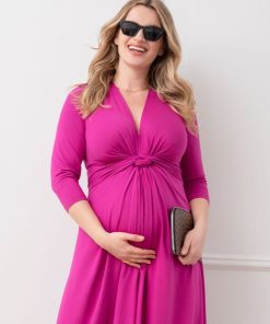 Ropa Premama Seraphine | Vestido Premama Con Nudo Delantero En Color Rosa Fucsia De La Coleccion Curve