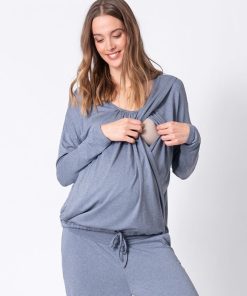 Ropa Premama Seraphine | Conjunto De Estar Por Casa Lactancia Premama - Azul